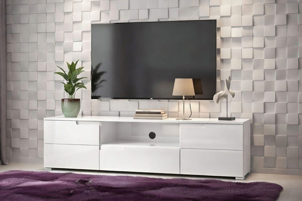 Santino White High Gloss TV Cabinet S9 - 2623 Furniture World