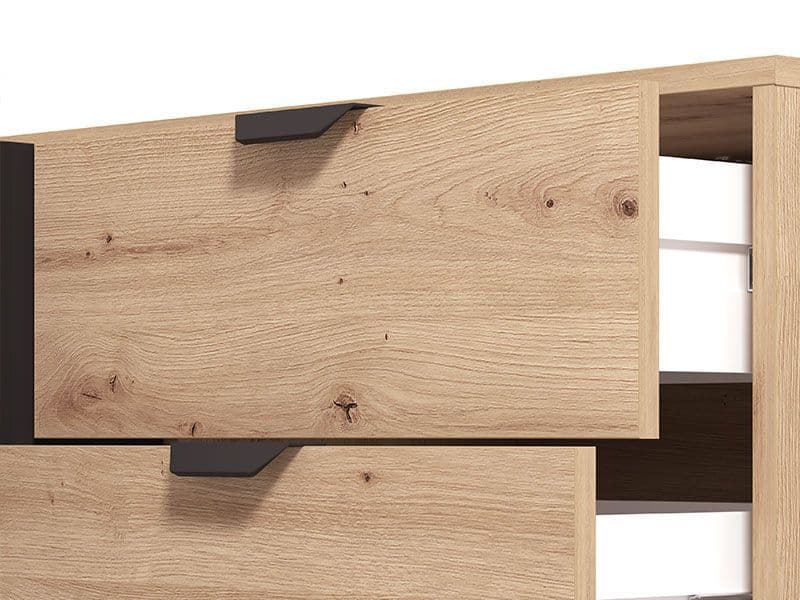 Vilamoura Artisan Oak Effect And Black Sideboard - 11013378 Furniture World