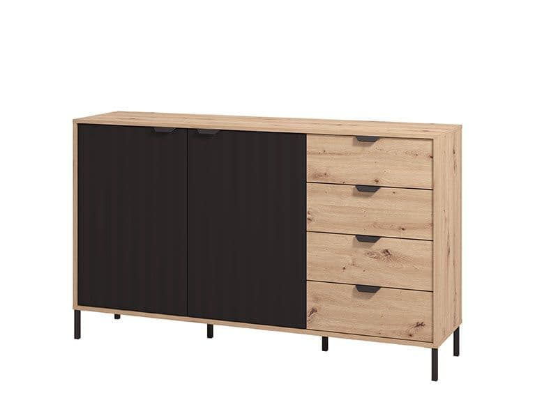 Vilamoura Artisan Oak Effect And Black Sideboard - 11013378 Furniture World