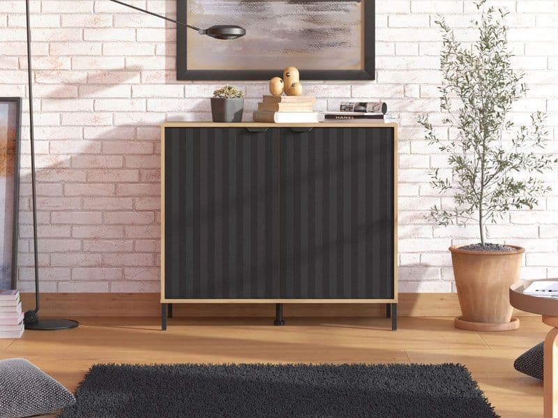 Vilamoura Artisan Oak Effect And Black Small Sideboard - 11013747 Furniture World