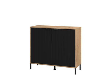 Vilamoura Artisan Oak Effect And Black Small Sideboard - 11013747 Furniture World