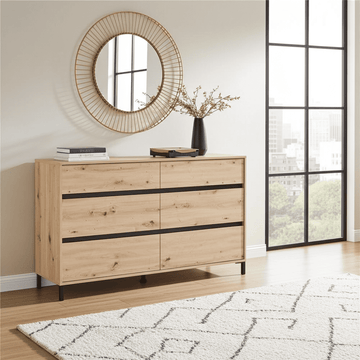 Zavaro Oak Effect Wide Chest Of Drawers - 11014257 Furniture World