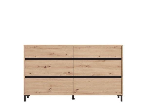 Zavaro Oak Effect Wide Chest Of Drawers - 11014257 Furniture World