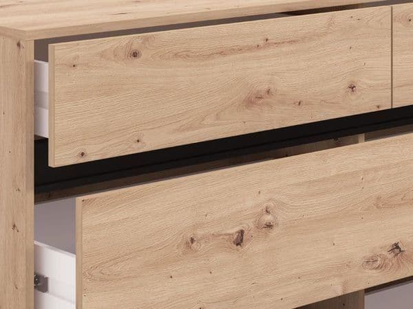 Zavaro Oak Effect Wide Chest Of Drawers - 11014257 Furniture World