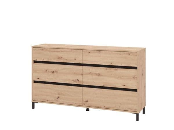 Zavaro Oak Effect Wide Chest Of Drawers - 11014257 Furniture World
