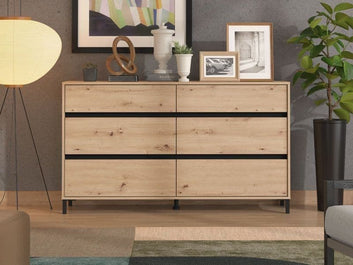 Zavaro Oak Effect Wide Chest Of Drawers - 11014257 Furniture World
